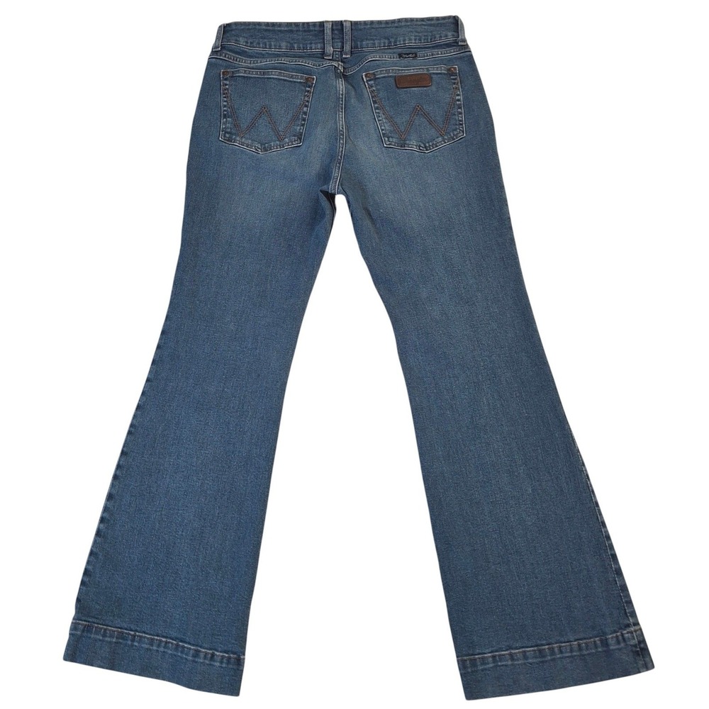 Wrangler Retro Flare Leg Jeans 33x32 Medium Wash Adjustable Waist Stretch - Picture 2 of 11